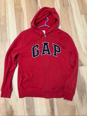 GAP Red Full-Zip Hoodie with Navy Logo